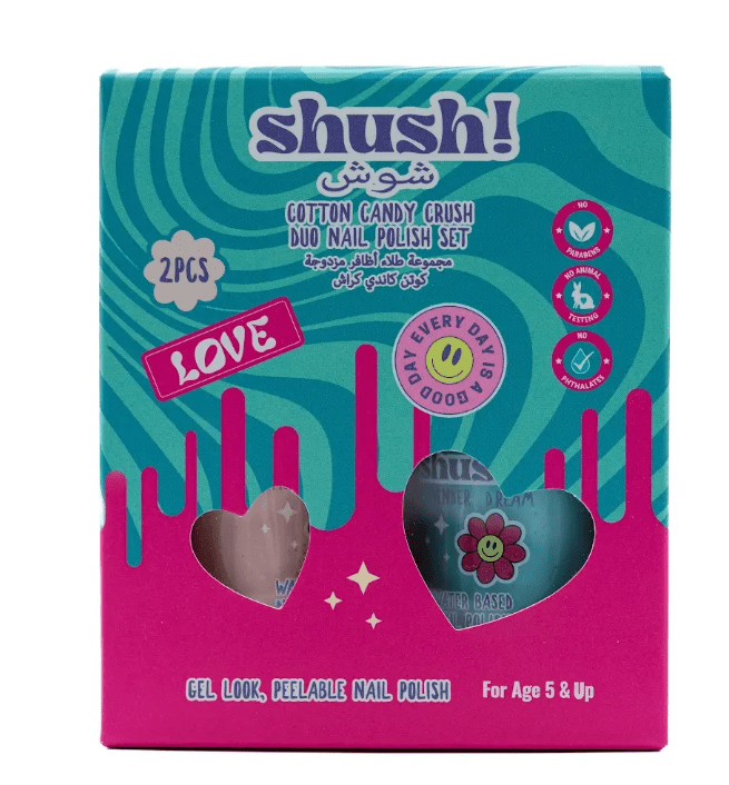 Shush Cotton Candy Crush Duo Nail Polish Set (2Pcs) - Marah Kids