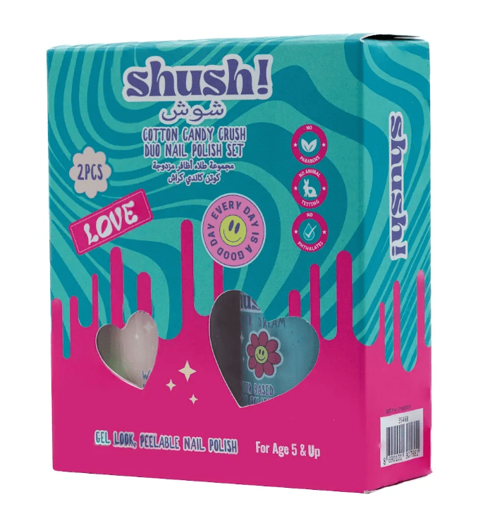 Shush Cotton Candy Crush Duo Nail Polish Set (2Pcs) - Marah Kids