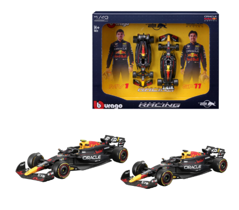 Bburago 1:43 Formula (without helmet & plastic stand) - Red Bull Racing RB20 (2024) 2-Pk. (Vertical)