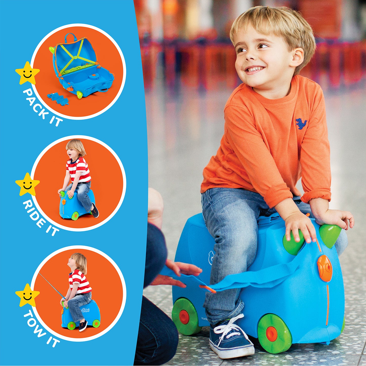 Trunki Children’s Ride-On Suitcase and Kid's Hand Luggage | Unicorn Gifts for 3-4 Year Old Girls : Una Unicorn (Teal)