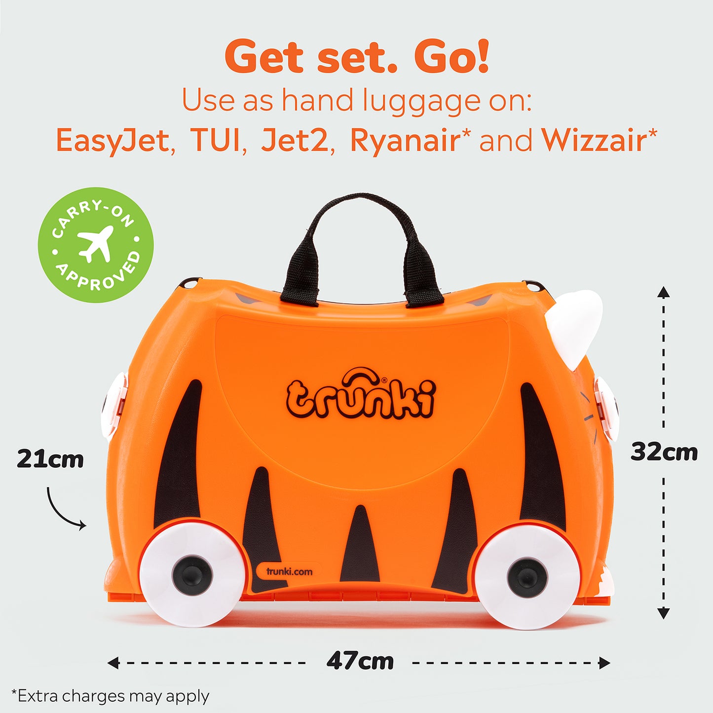 Trunki Ride-On Suitcase - Tipu Tiger: Toddler Travel Toy, Ages 3+