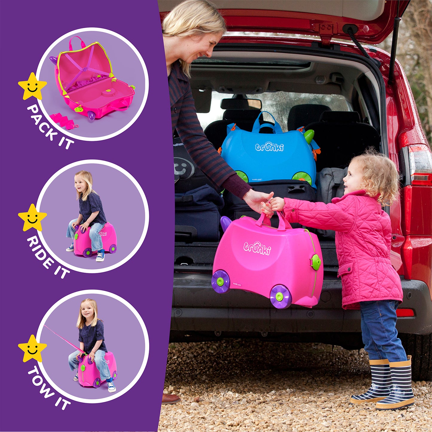 Trunki Ride-On Suitcase for Kids | Pink Trixie, Ideal Gift Age 3