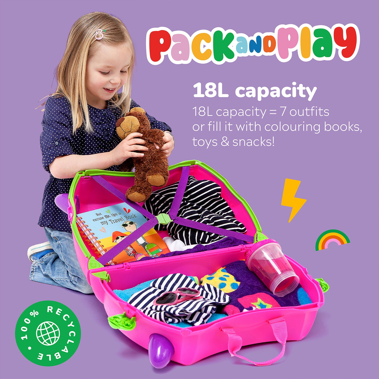 Trunki Ride-On Suitcase for Kids | Pink Trixie, Ideal Gift Age 3