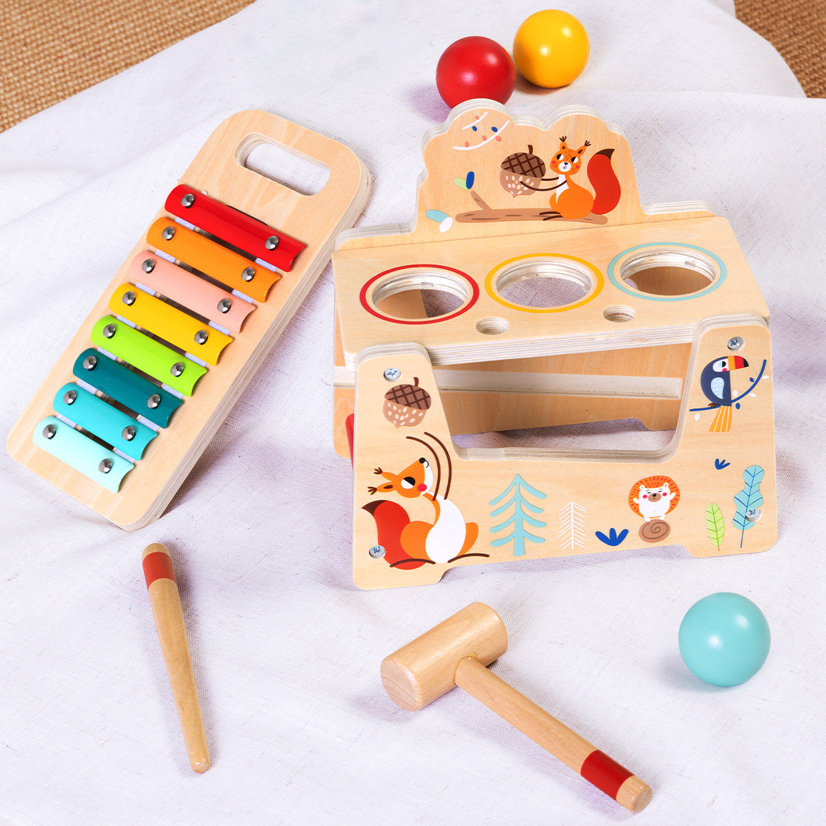 Tooky Toys Pound & Tap Bench wooden pretend play toy - view 5 | Marah Kids