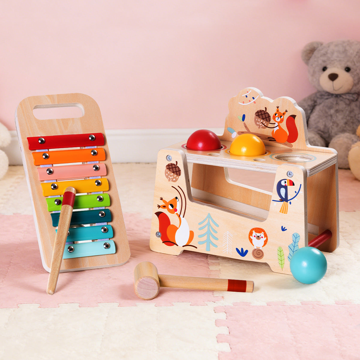 Tooky Toys Pound & Tap Bench wooden role play toy set - view 6 | Marah Kids