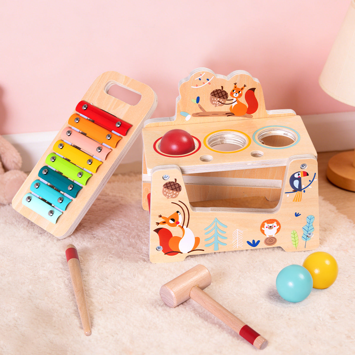 Tooky Toys Pound & Tap Bench kids wooden play set - view 7 | Marah Kids