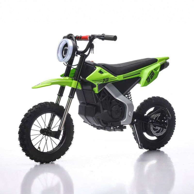 Top Gear TG 580 | 36V Electric Dirt Bike for Kids – 500W Motor, Air Wheels, Disc Brake, Bluetooth & Key Start - Green - Marah Kids