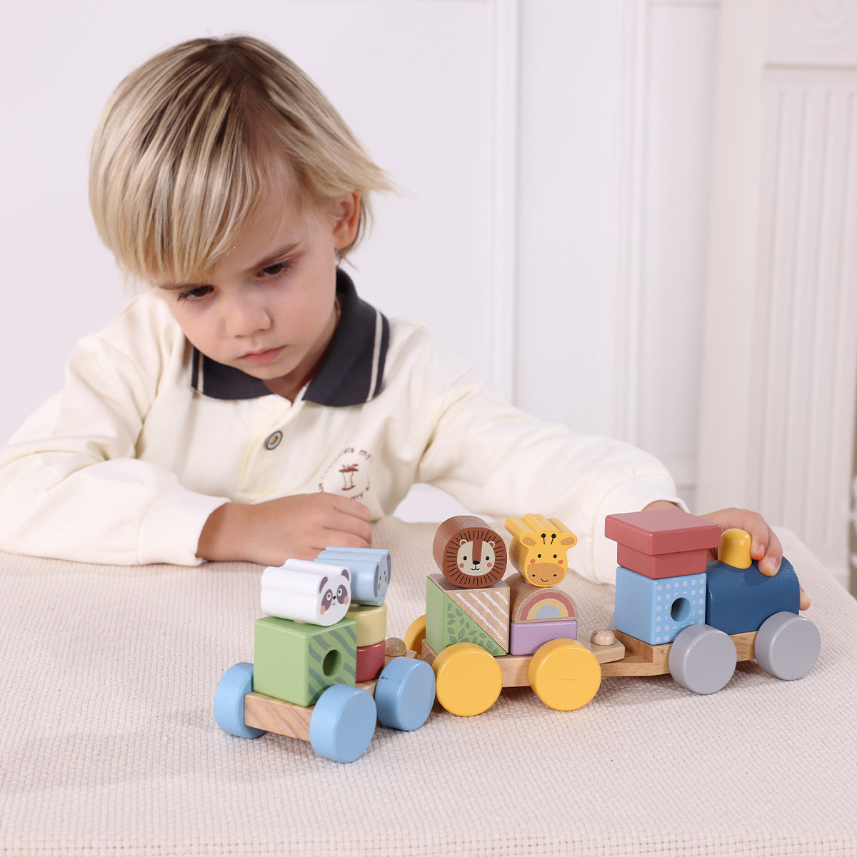 Tooky Toys Stacking Train - Animals early learning wooden toy - view 3 | Marah Kids