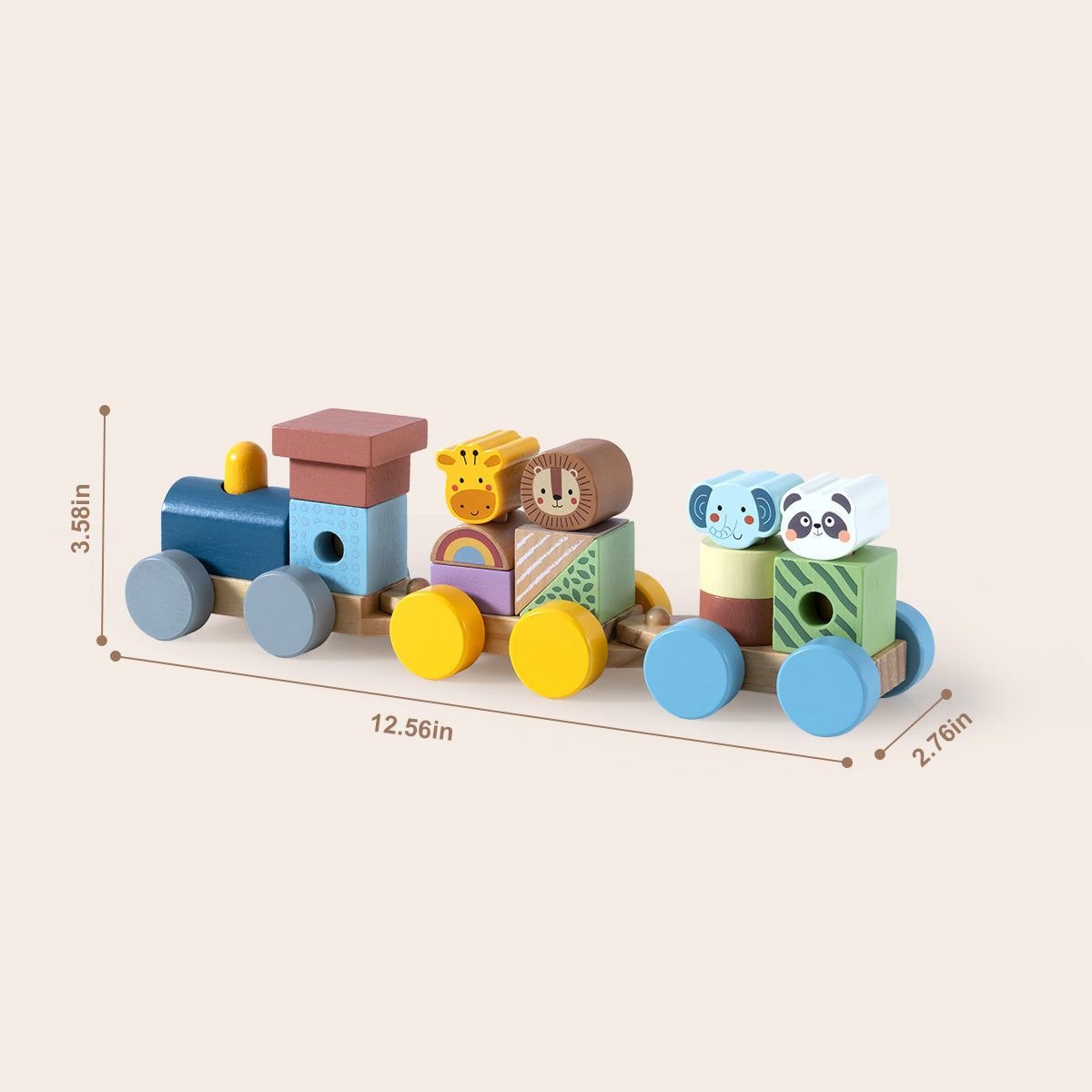 Tooky Toys Stacking Train - Animals wooden toddler toy - view 5 | Marah Kids