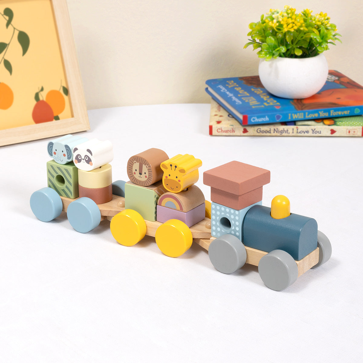 Tooky Toys Stacking Train - Animals baby wooden activity toy - view 6 | Marah Kids