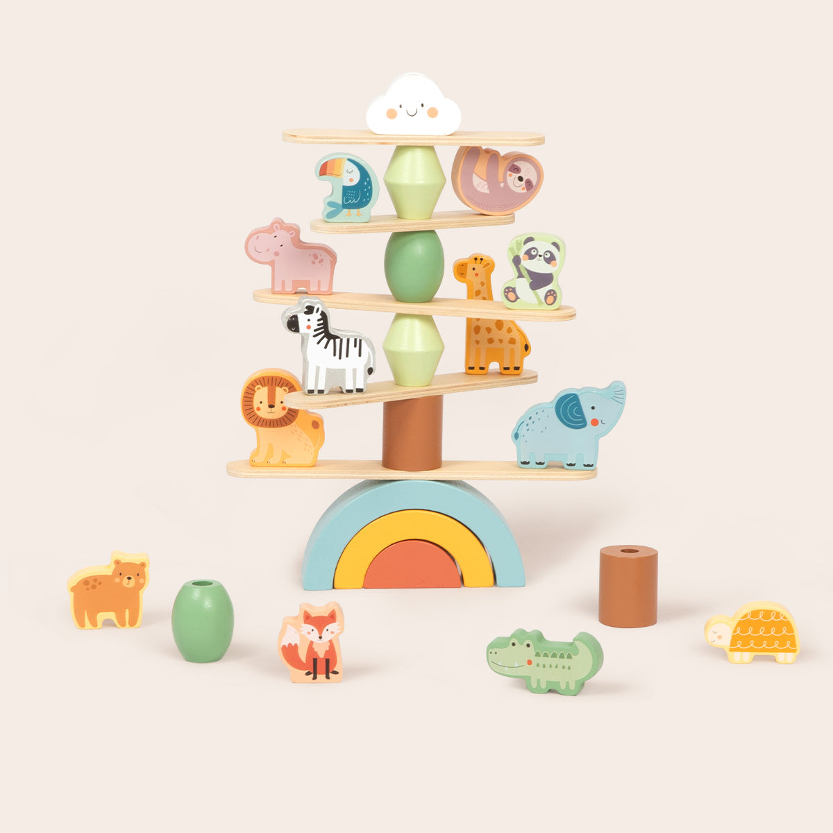 Tooky Toys Stacking Animals early learning wooden toy - view 3 | Marah Kids