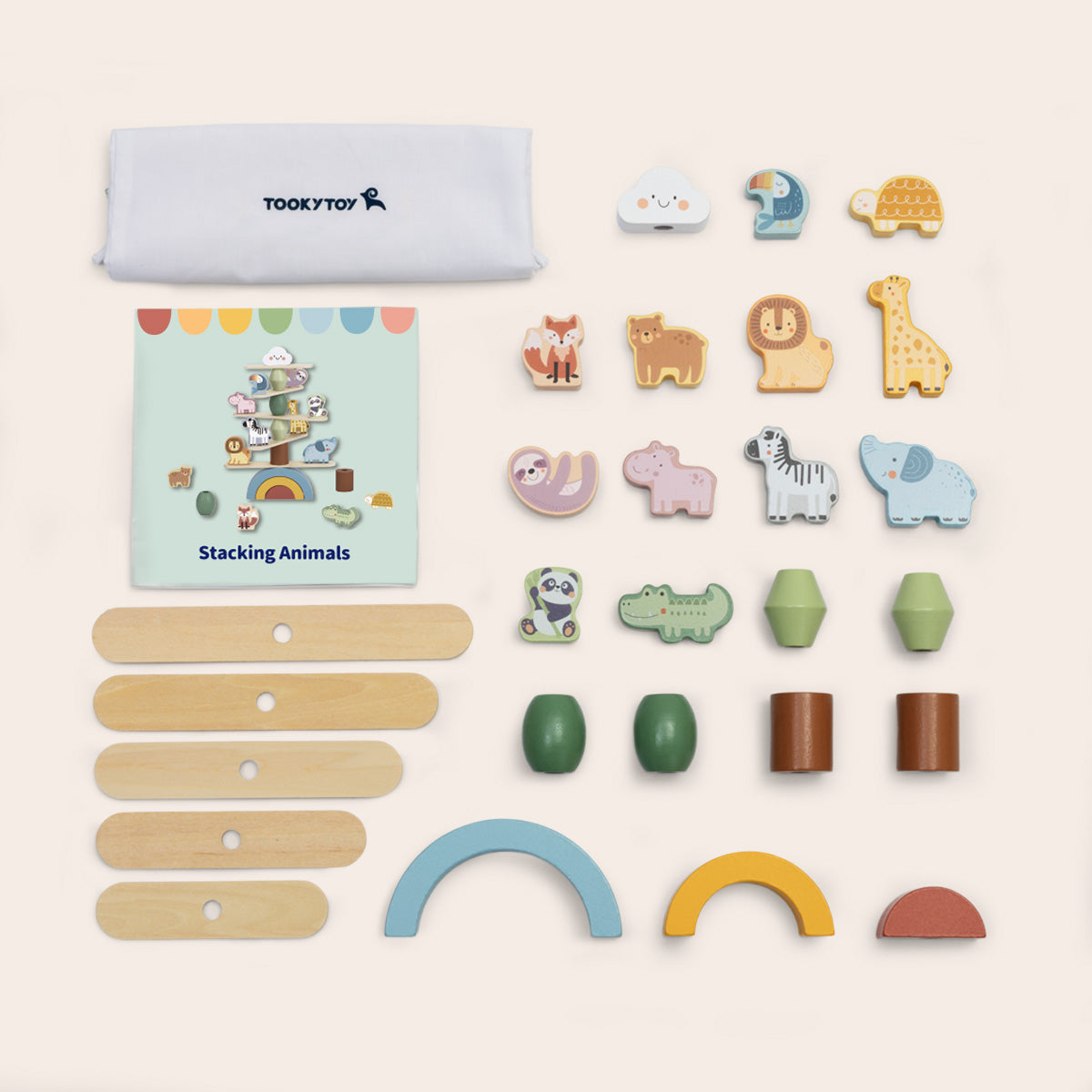 Tooky Toys Stacking Animals early learning wooden toy - view 7 | Marah Kids