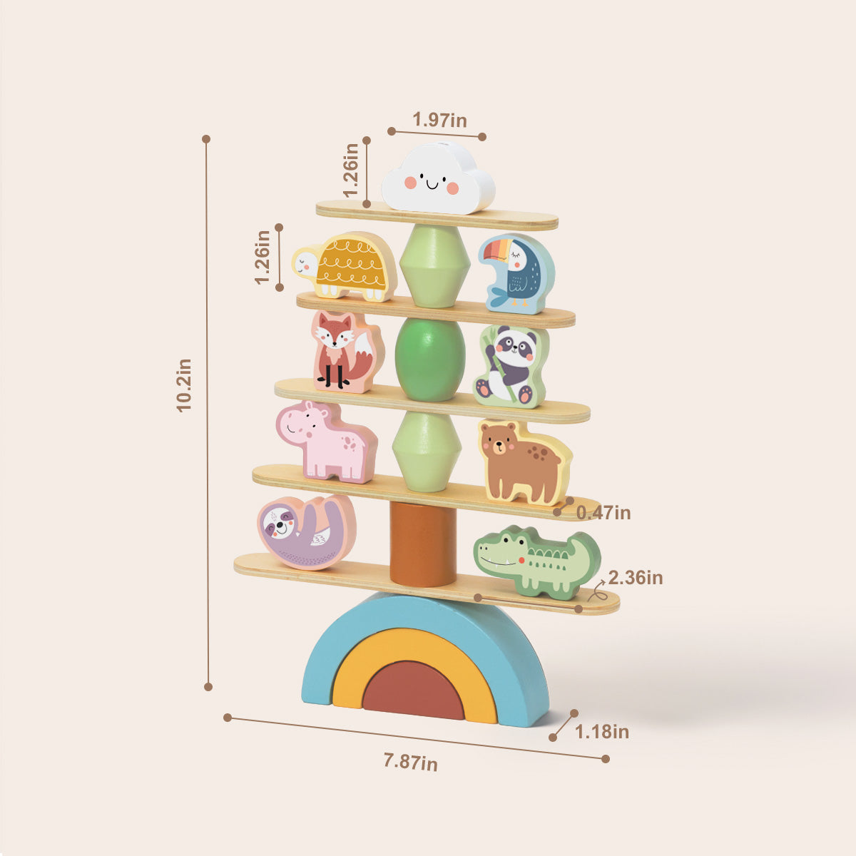 Tooky Toys Stacking Animals baby wooden activity toy - view 2 | Marah Kids