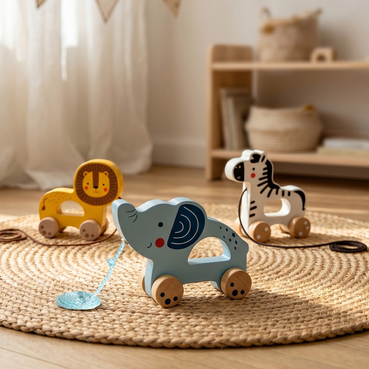 Tooky Toys Pull Along - Elephant wooden toddler toy - view 5 | Marah Kids