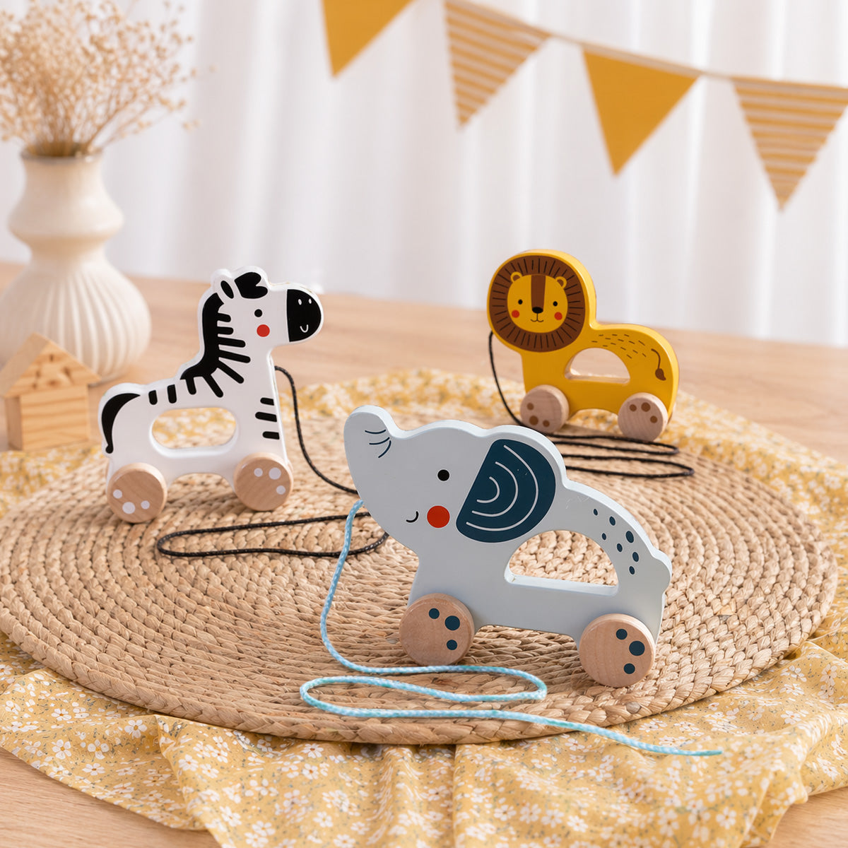 Tooky Toys Pull Along - Elephant baby wooden activity toy - view 6 | Marah Kids