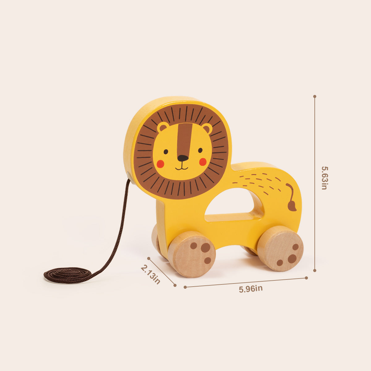 Tooky Toys Pull Along - Lion early learning wooden toy - view 3 | Marah Kids