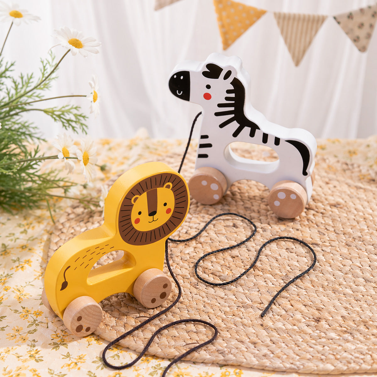 Tooky Toys Pull Along - Lion baby wooden activity toy - view 6 | Marah Kids