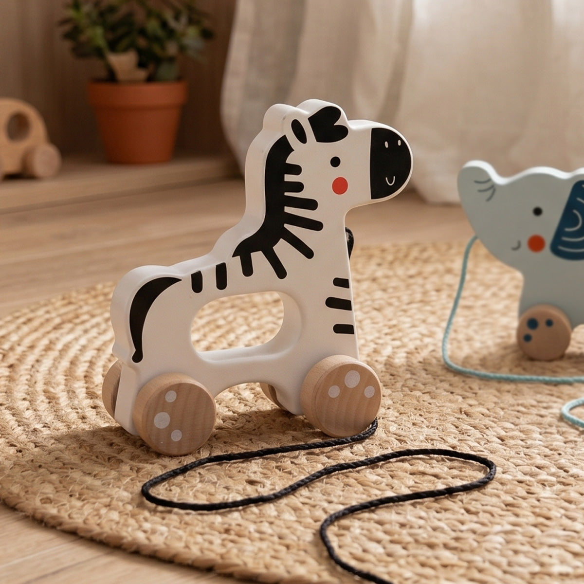 Tooky Toys Pull Along - Zebra baby wooden activity toy - view 6 | Marah Kids