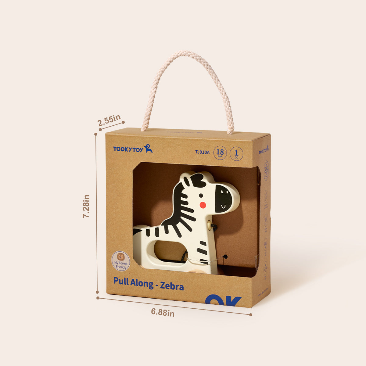 Tooky Toys Pull Along - Zebra wooden toy for toddlers - view 8 | Marah Kids