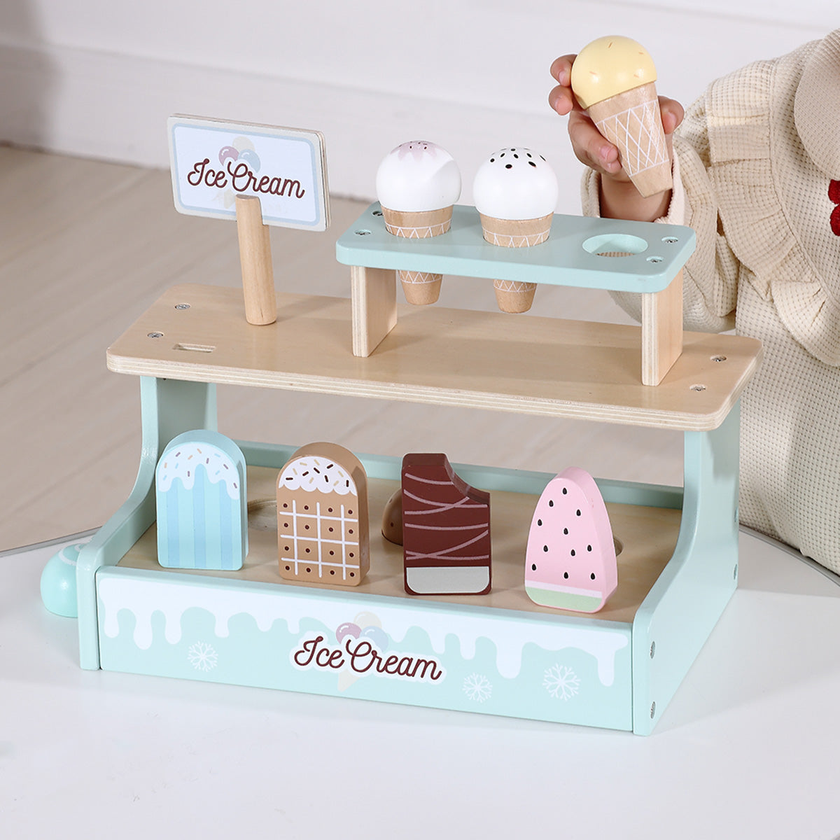 Tooky Toys Ice Cream Shop wooden play kitchen toy - view 5 | Marah Kids