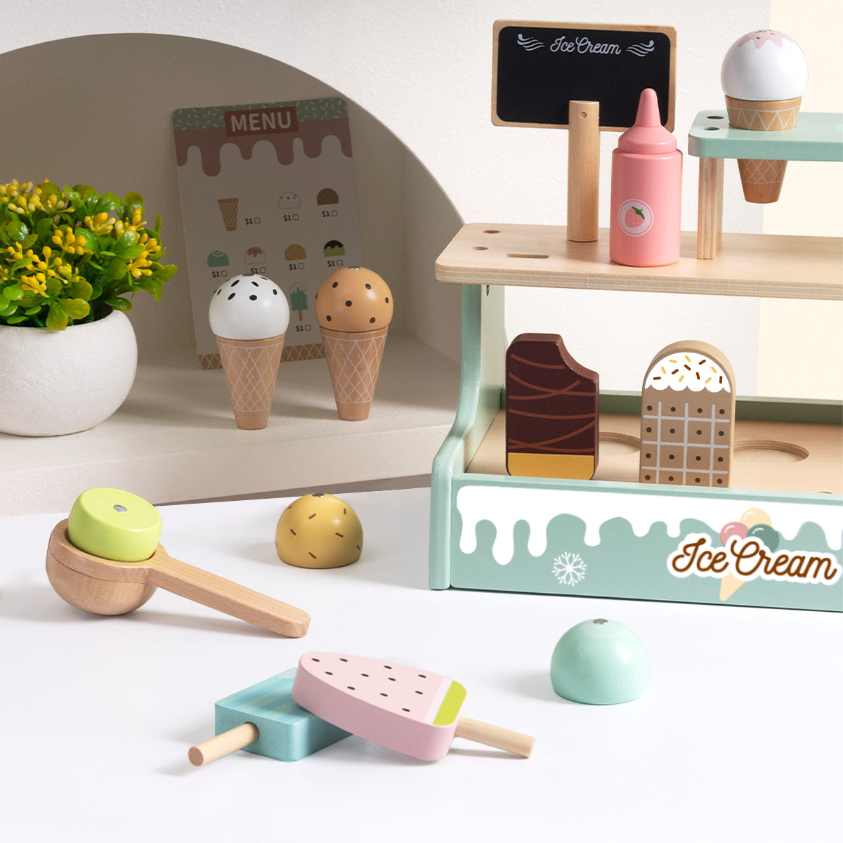 Tooky Toys Ice Cream Shop wooden role play toy - view 8 | Marah Kids
