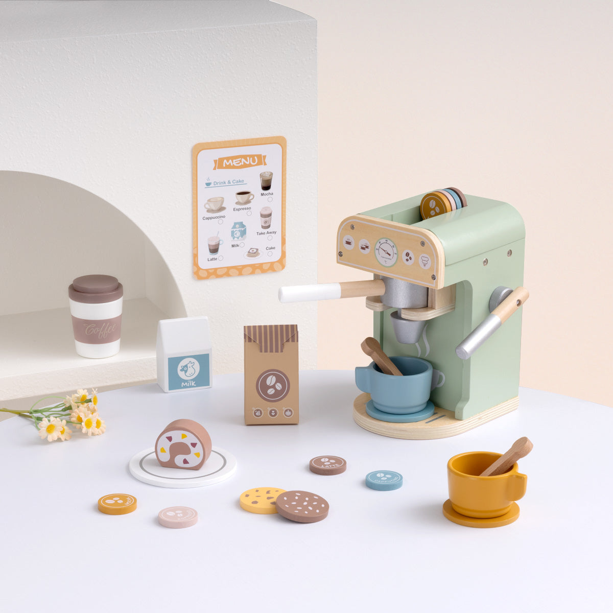 Tooky Toys Coffee Shop wooden play kitchen toy - view 5 | Marah Kids
