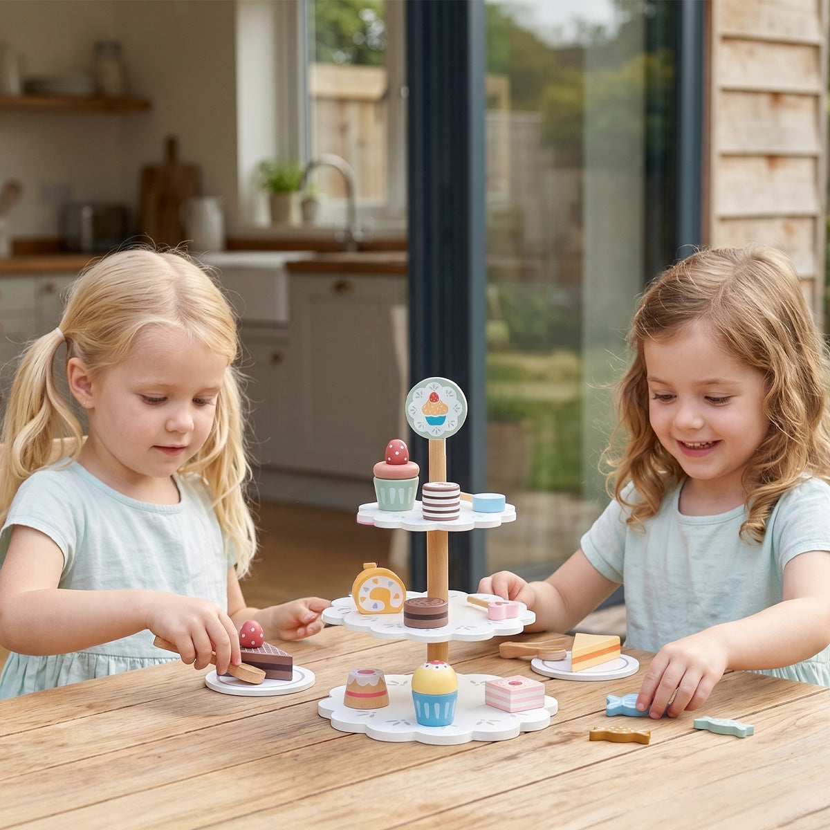 Tooky Toys Dessert Stand kids wooden kitchen toy - view 3 | Marah Kids