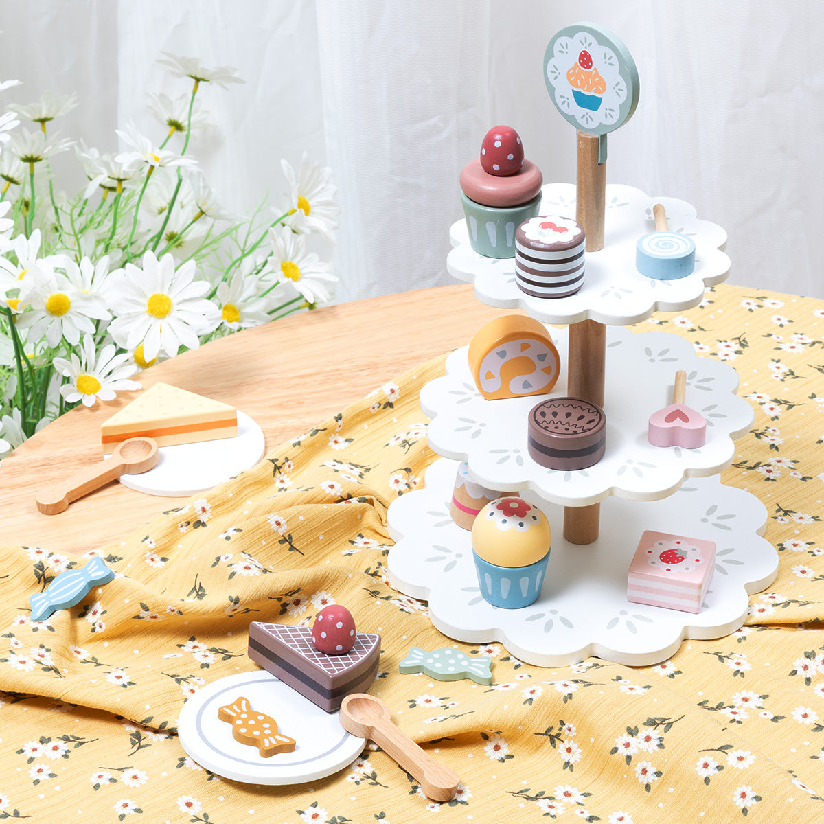 Tooky Toys Dessert Stand wooden role play toy - view 4 | Marah Kids