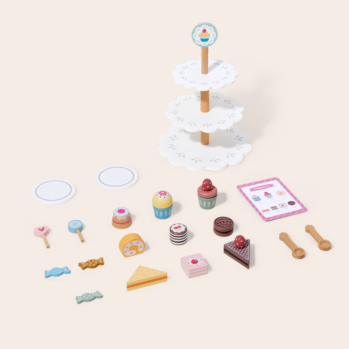 Tooky Toys Dessert Stand kids wooden kitchen toy - view 7 | Marah Kids