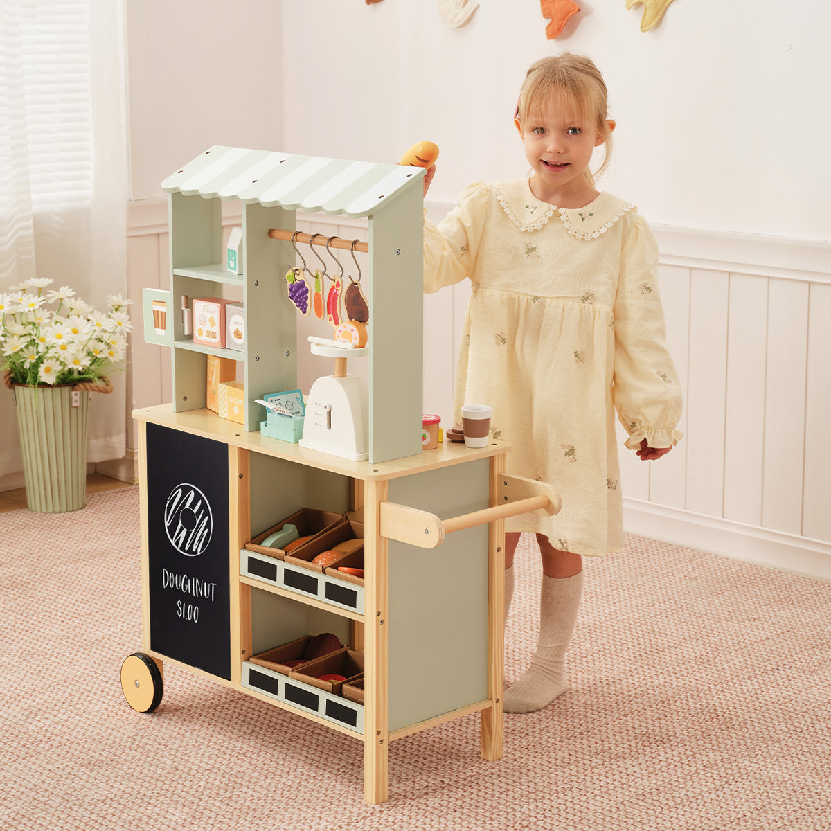 Tooky Toys Grocery Store kids wooden kitchen toy - view 3 | Marah Kids