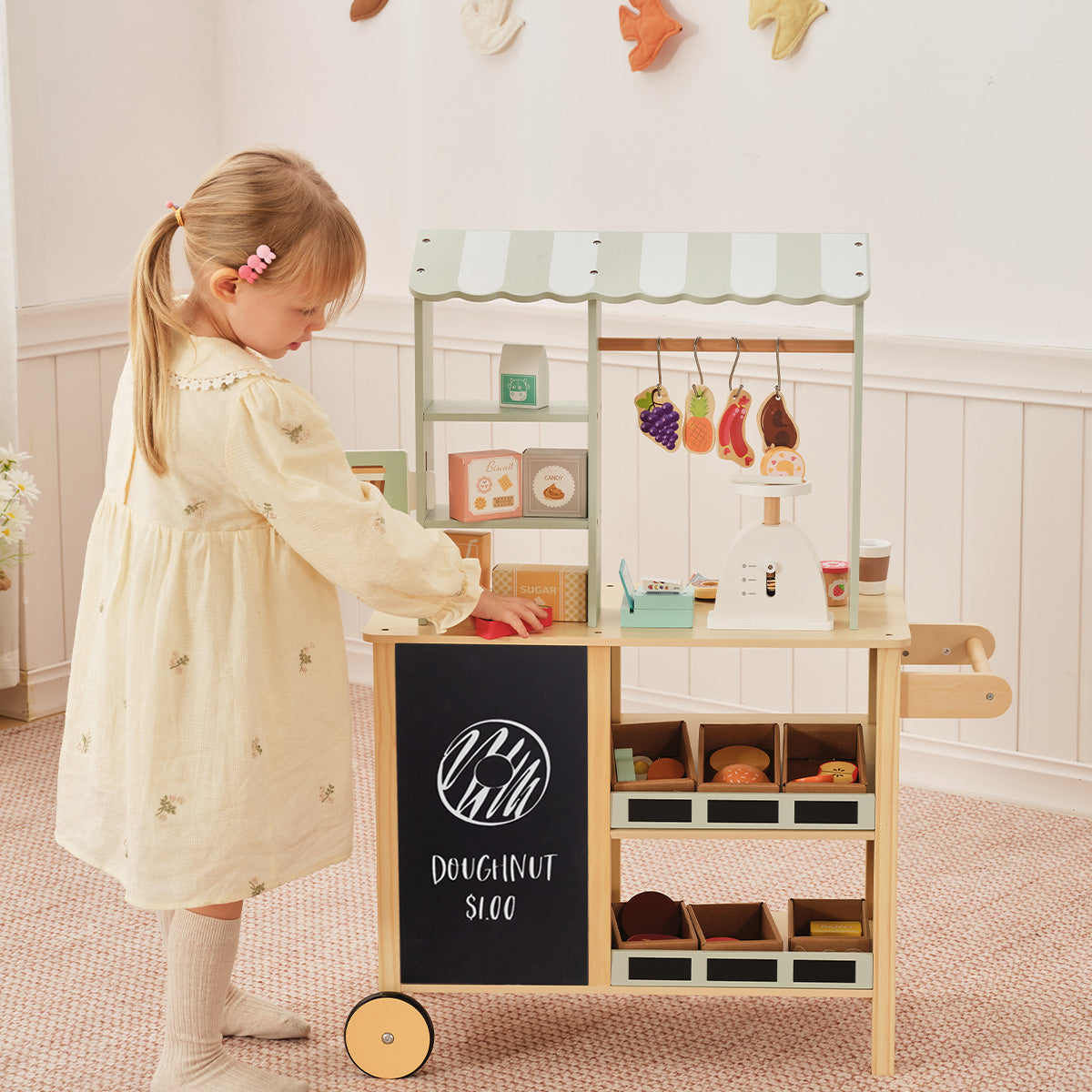 Tooky Toys Grocery Store wooden role play toy - view 4 | Marah Kids