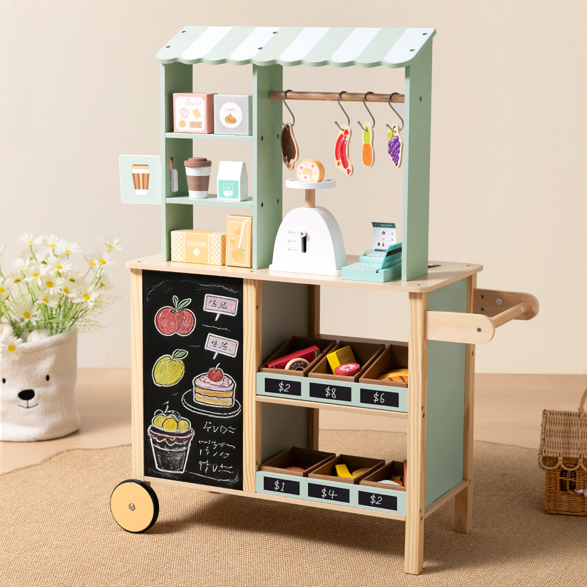 Tooky Toys Grocery Store wooden play kitchen toy - view 5 | Marah Kids