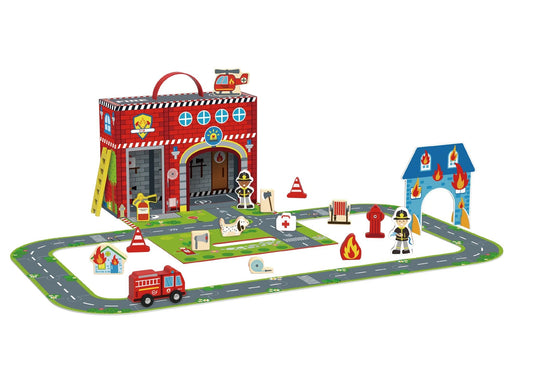 TOOKY TOY Fire Station Box - Marah Kids