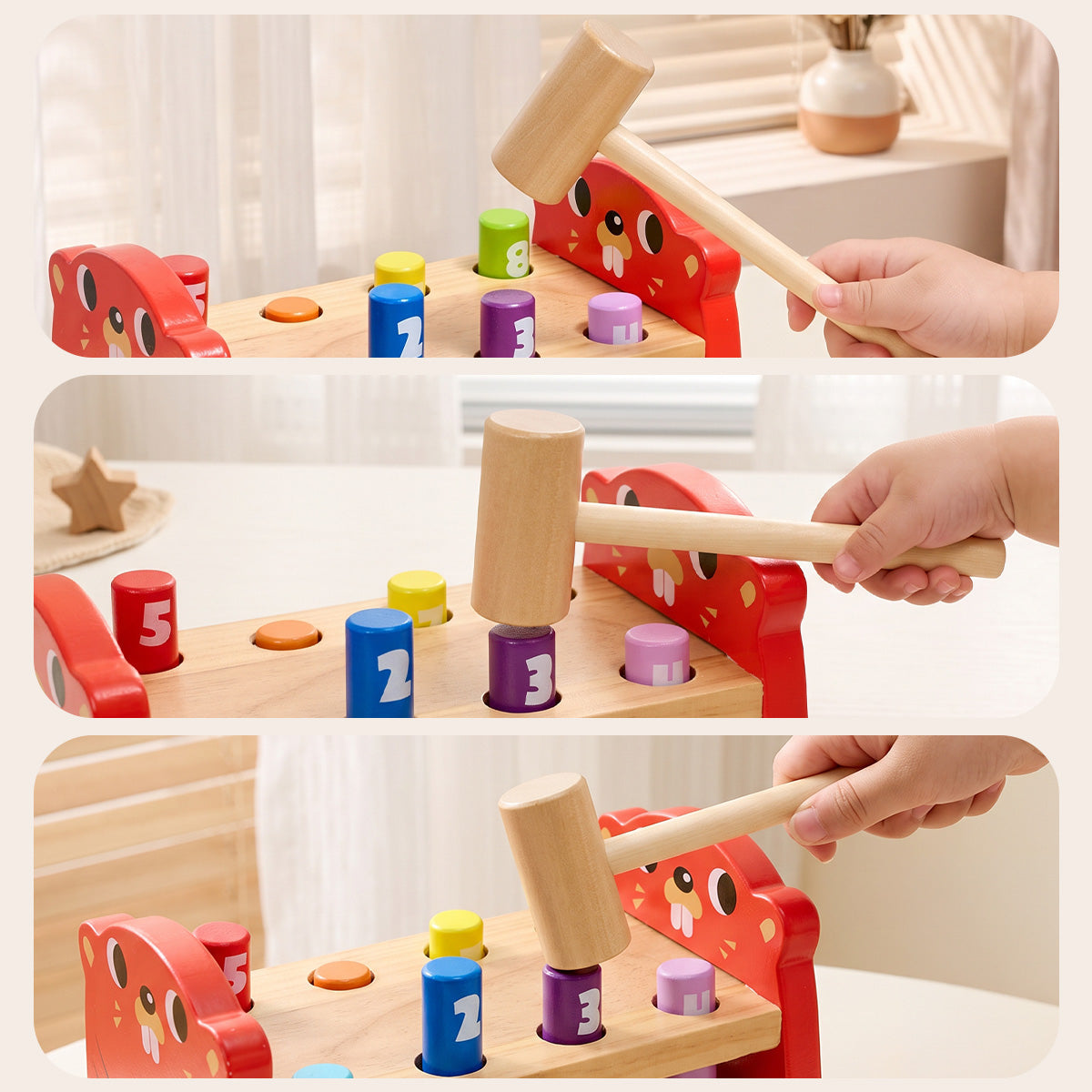 Tooky Toys Whack-a-Mole wooden skill-building toy - view 8 | Marah Kids