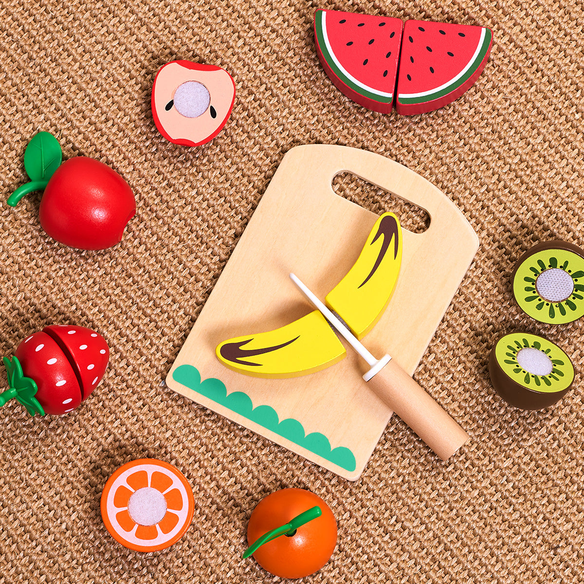 Tooky Toys Cutting Fruits wooden play kitchen toy - view 5 | Marah Kids