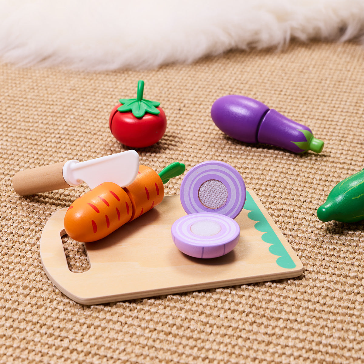 Tooky Toys Cutting Vegetables kids wooden kitchen toy - view 3 | Marah Kids