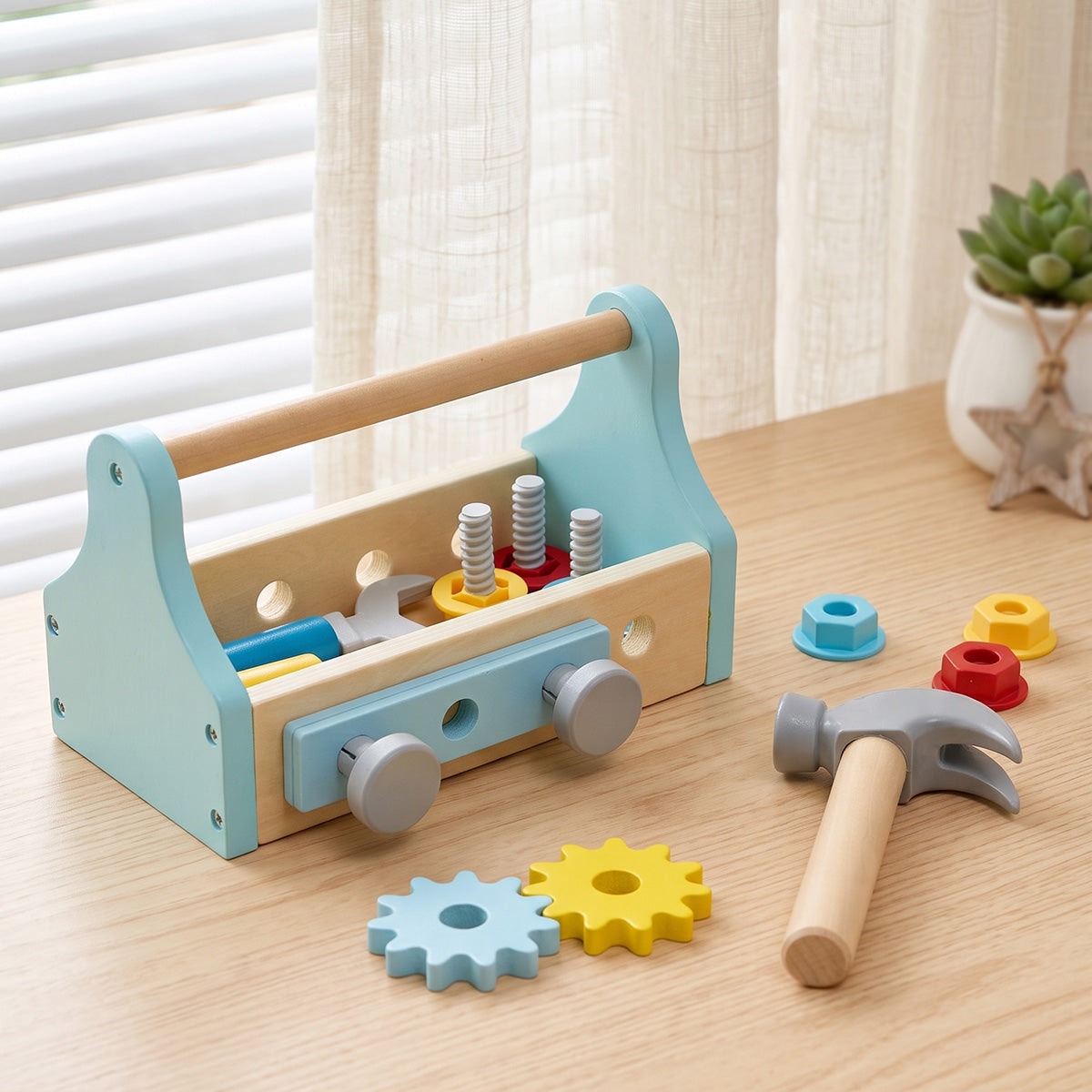 Tooky Toys Take-Along Tool Box wooden role play toy set - view 6 | Marah Kids