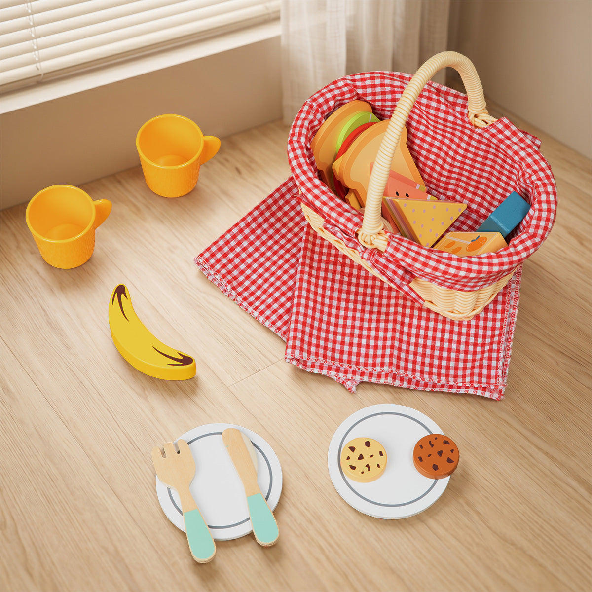 Tooky Toys Picnic Basket pretend play kitchen set - view 6 | Marah Kids
