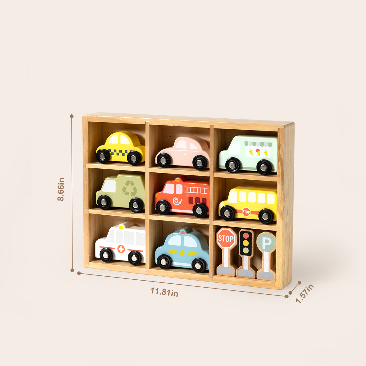 Tooky Toys Transportation & Street Sign Set pretend play wooden toy - view 2 | Marah Kids