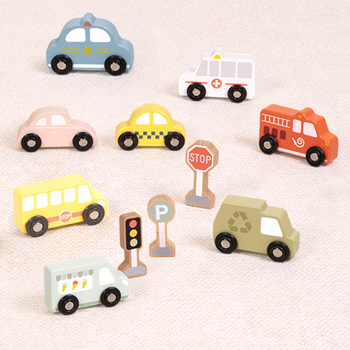 Tooky Toys Transportation & Street Sign Set wooden building and play set - view 5 | Marah Kids
