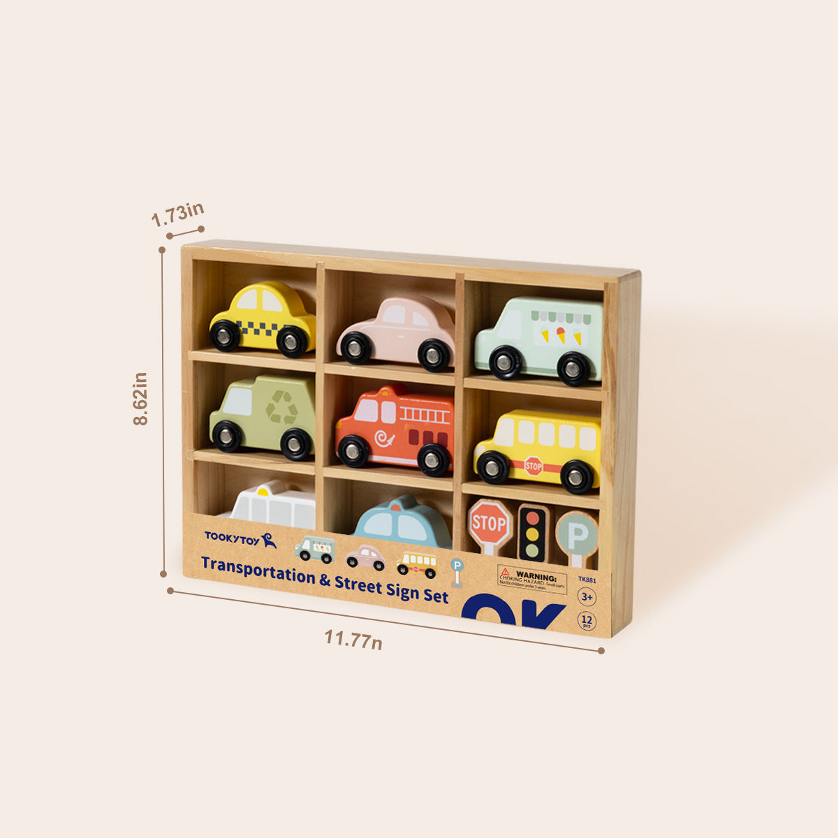 Tooky Toys Transportation & Street Sign Set wooden construction play set - view 7 | Marah Kids