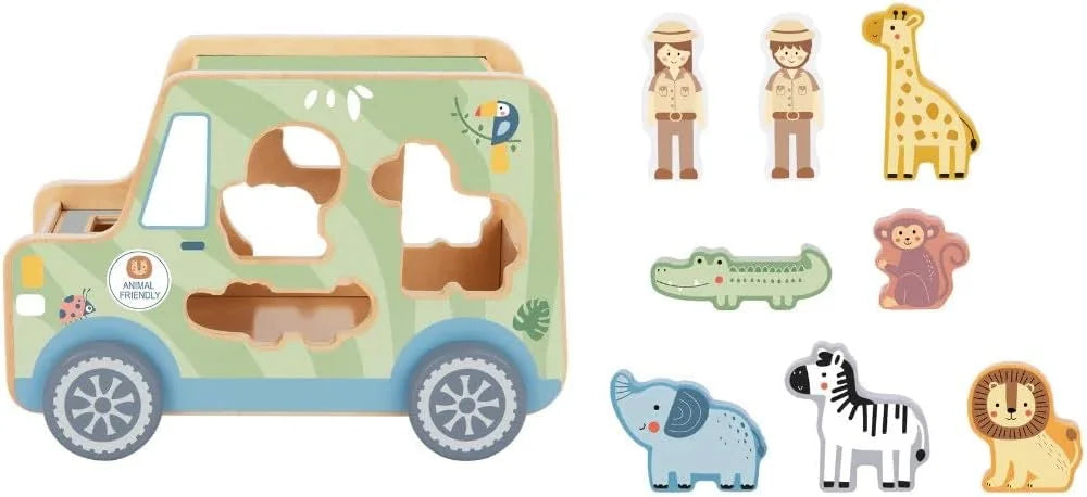 Tooky Toys Animal Jeep wooden transport toy - view 4 | Marah Kids