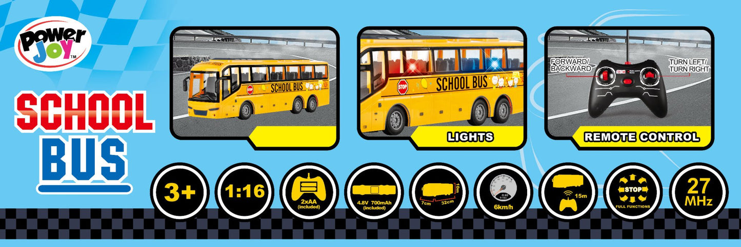 Power Joy - Rc School Bus W/ Lights Bpc - Marah Kids