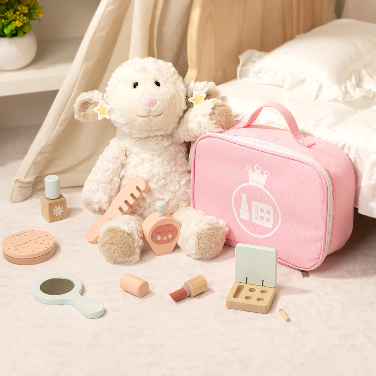 Tooky Toys Pink Make Up wooden construction play set - view 3 | Marah Kids