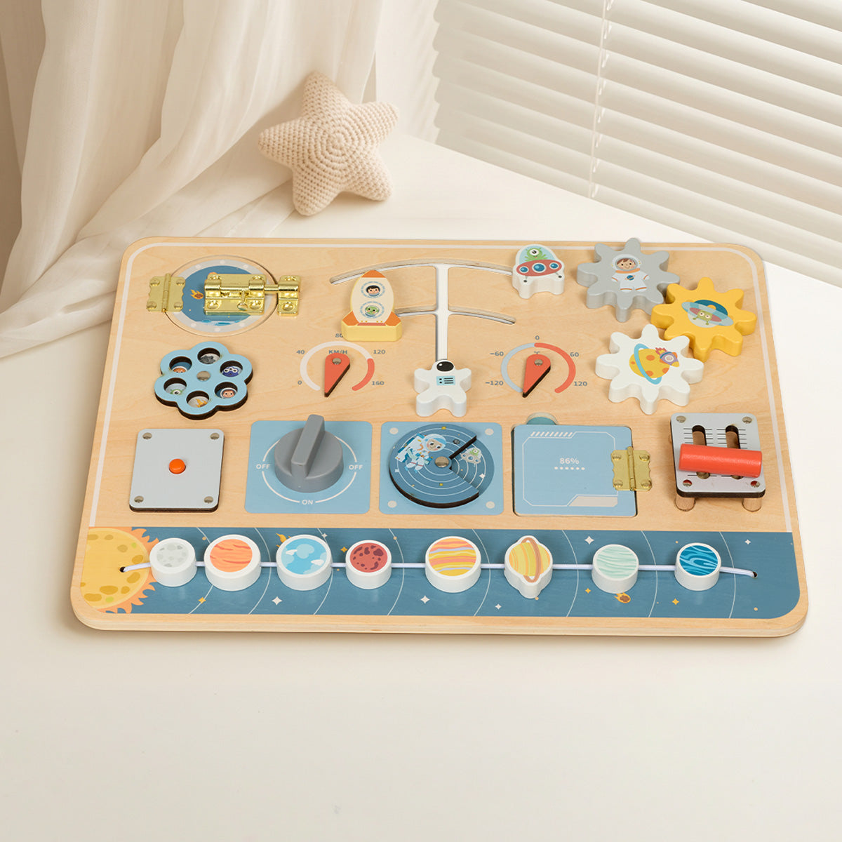 Tooky Toys Busy Board - Space wooden toy for toddlers - view 4 | Marah Kids