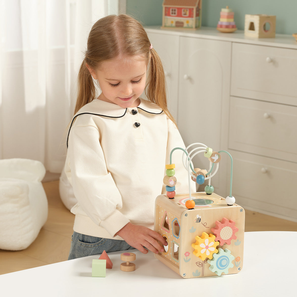 Tooky Toys Play Cube baby wooden activity toy - view 2 | Marah Kids