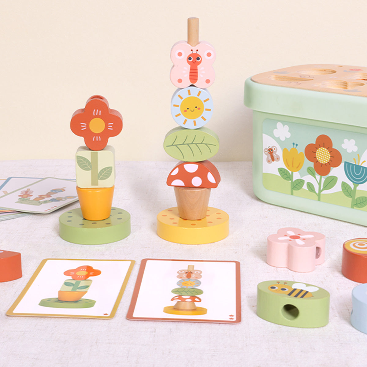 Tooky Toys Garden Stacking Set wooden toy for toddlers - view 4 | Marah Kids