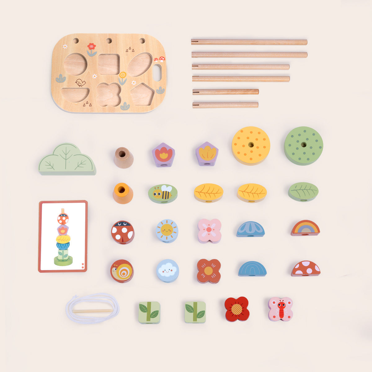 Tooky Toys Garden Stacking Set baby wooden activity toy - view 6 | Marah Kids