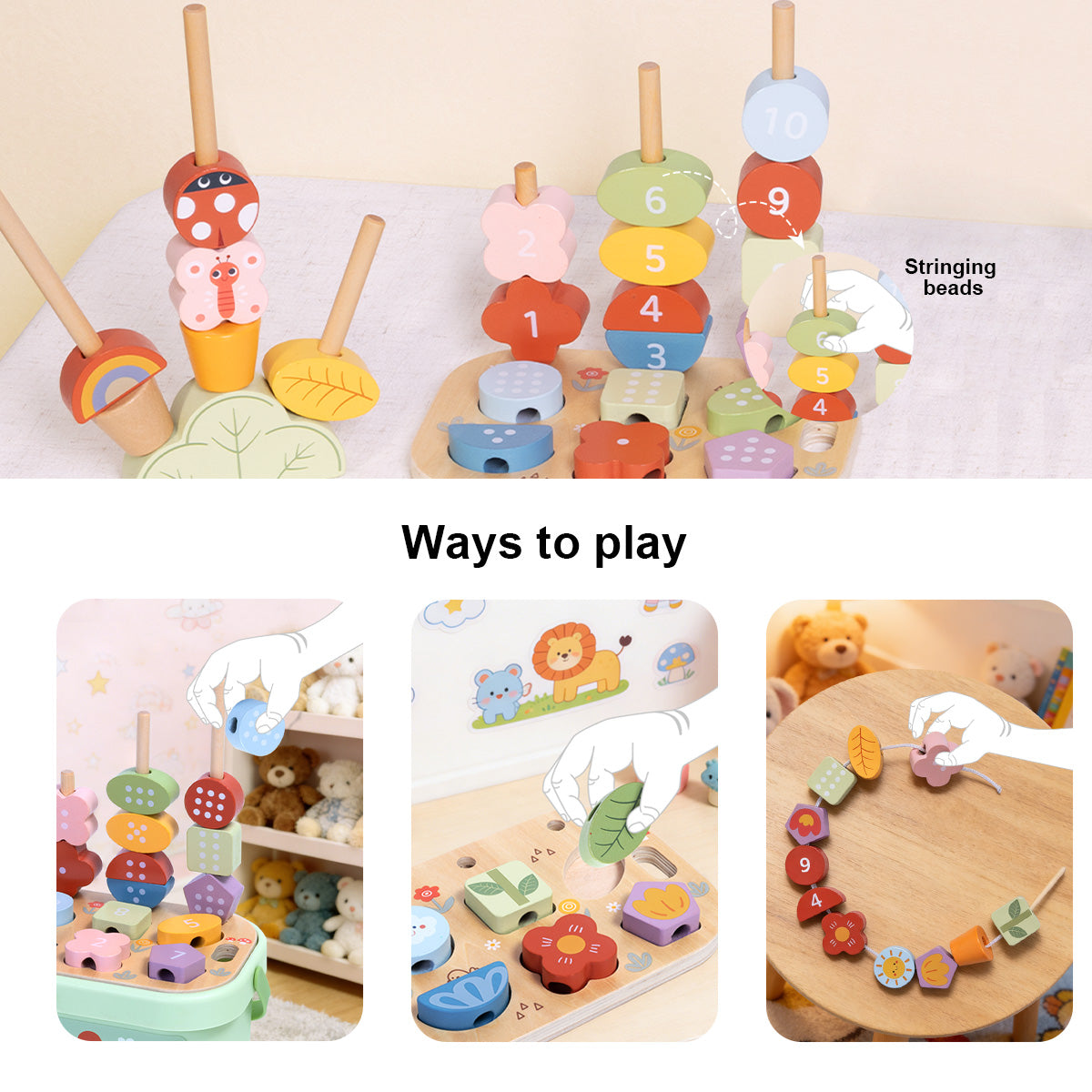 Tooky Toys Garden Stacking Set early learning wooden toy - view 7 | Marah Kids
