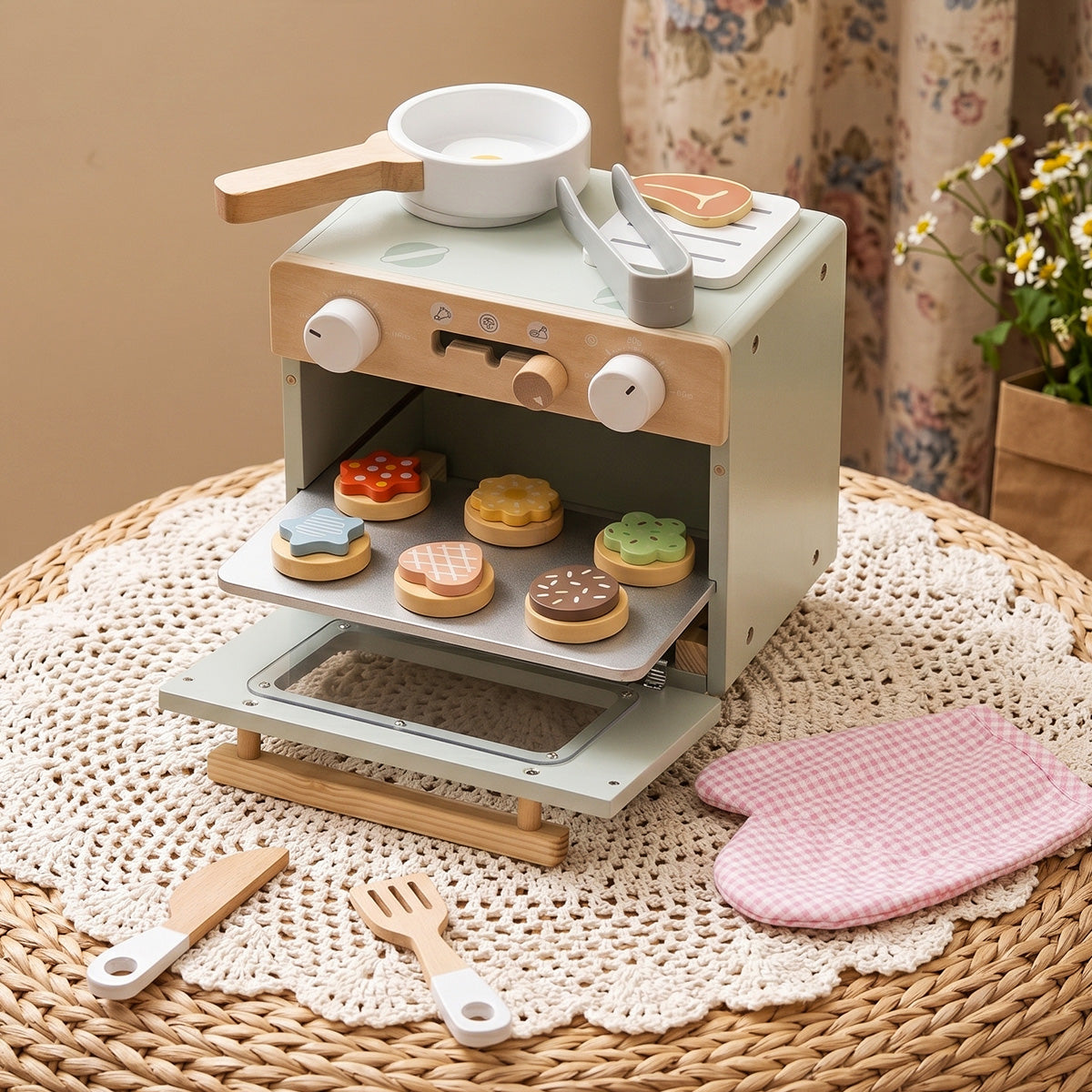 Tooky Toys Mini Oven kids wooden kitchen toy - view 7 | Marah Kids